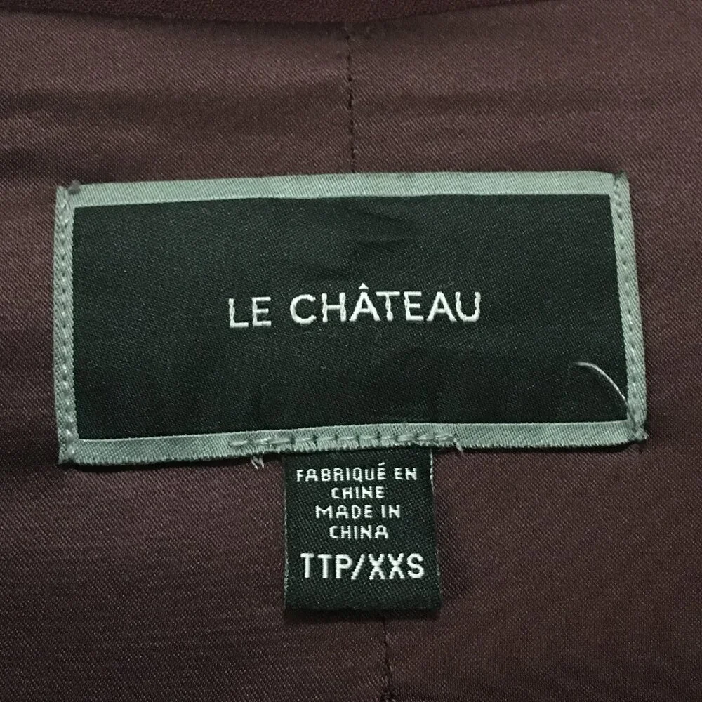 Le Château Long Burgundy Open Front Blazer Cardigan Jacket Size XXS - Picture 10 of 15